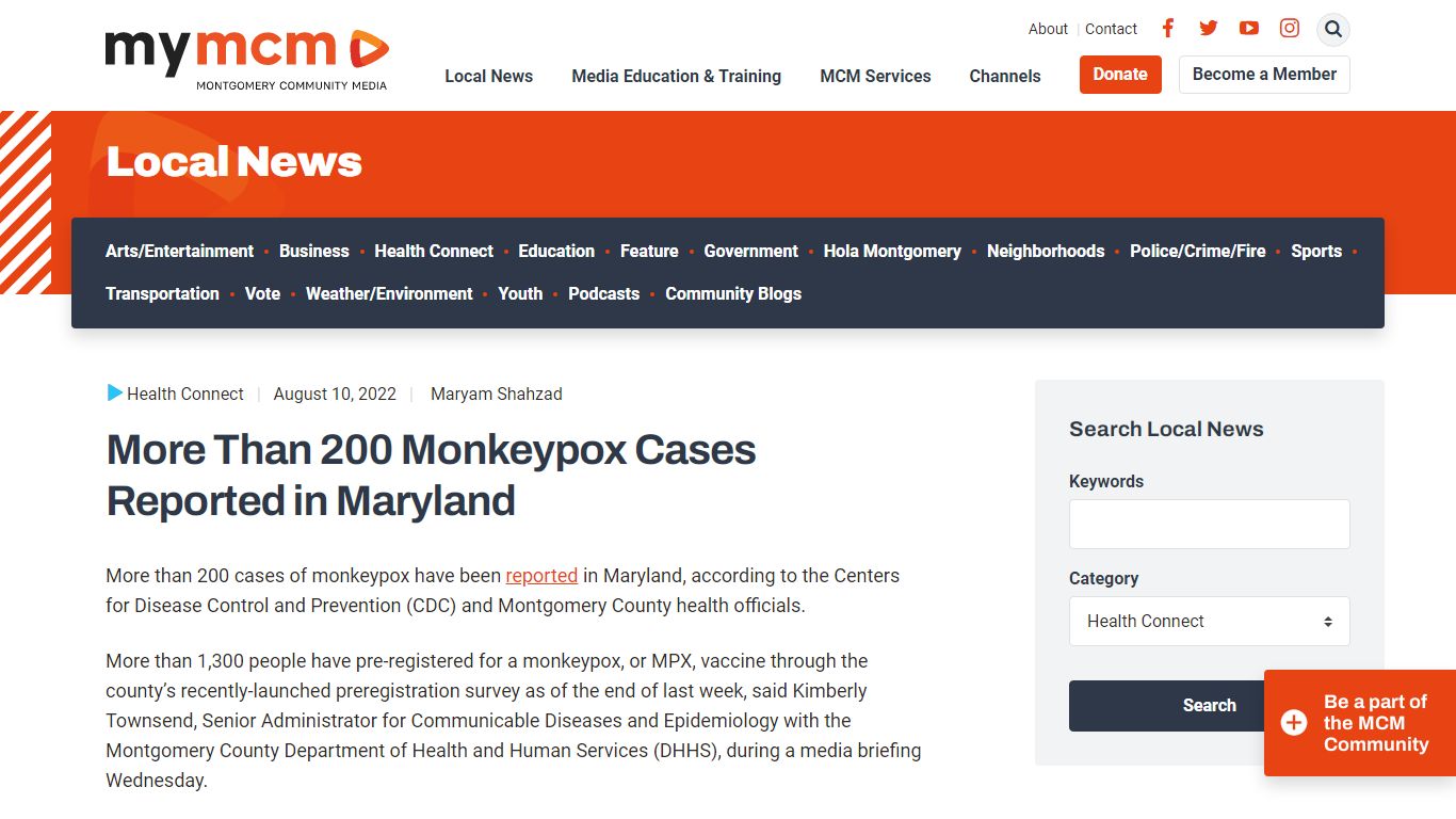 More Than 200 Monkeypox Cases Reported in Maryland