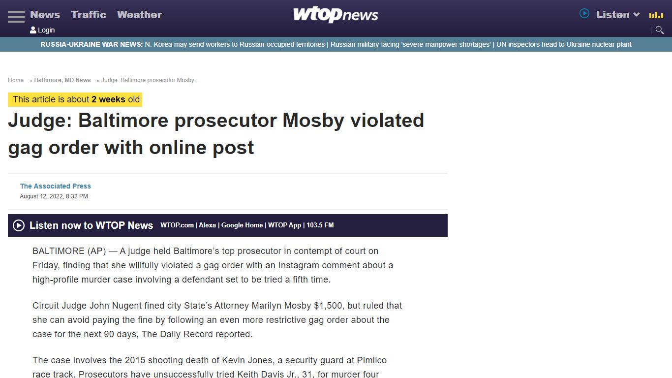 Judge: Baltimore prosecutor Mosby violated gag order with online post ...
